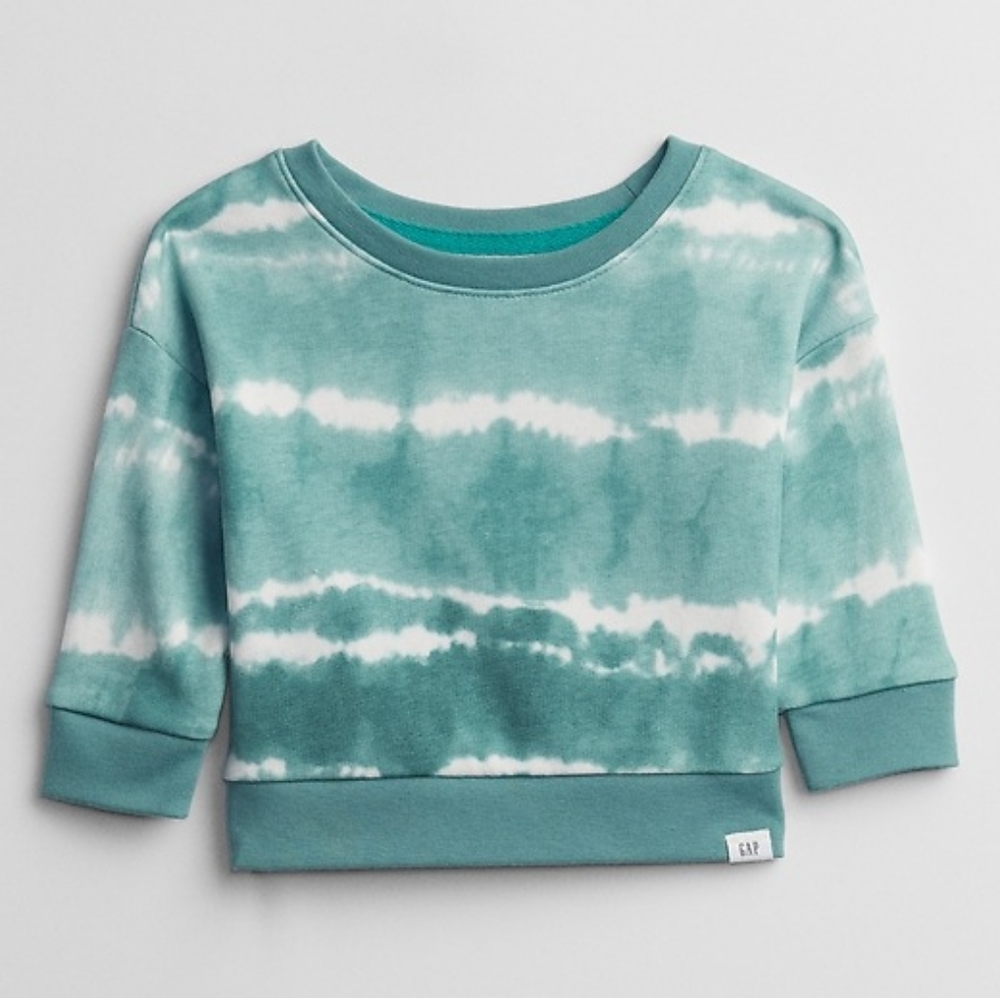 NWT 4 babyGap Gap Baby Toddler Tie-dye Sweatshirt Turquoise Smoke Blue Terry